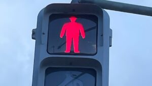 歩行者横断禁止を示す近所の信号機