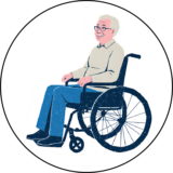 車いすの施設入居者が発言するイラスト