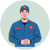 防災センターの職員が発言するイラスト